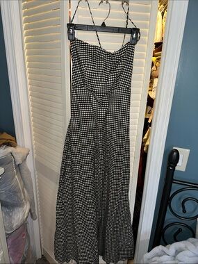 Black and White Gingham Maxi Dress with Spaghetti Straps